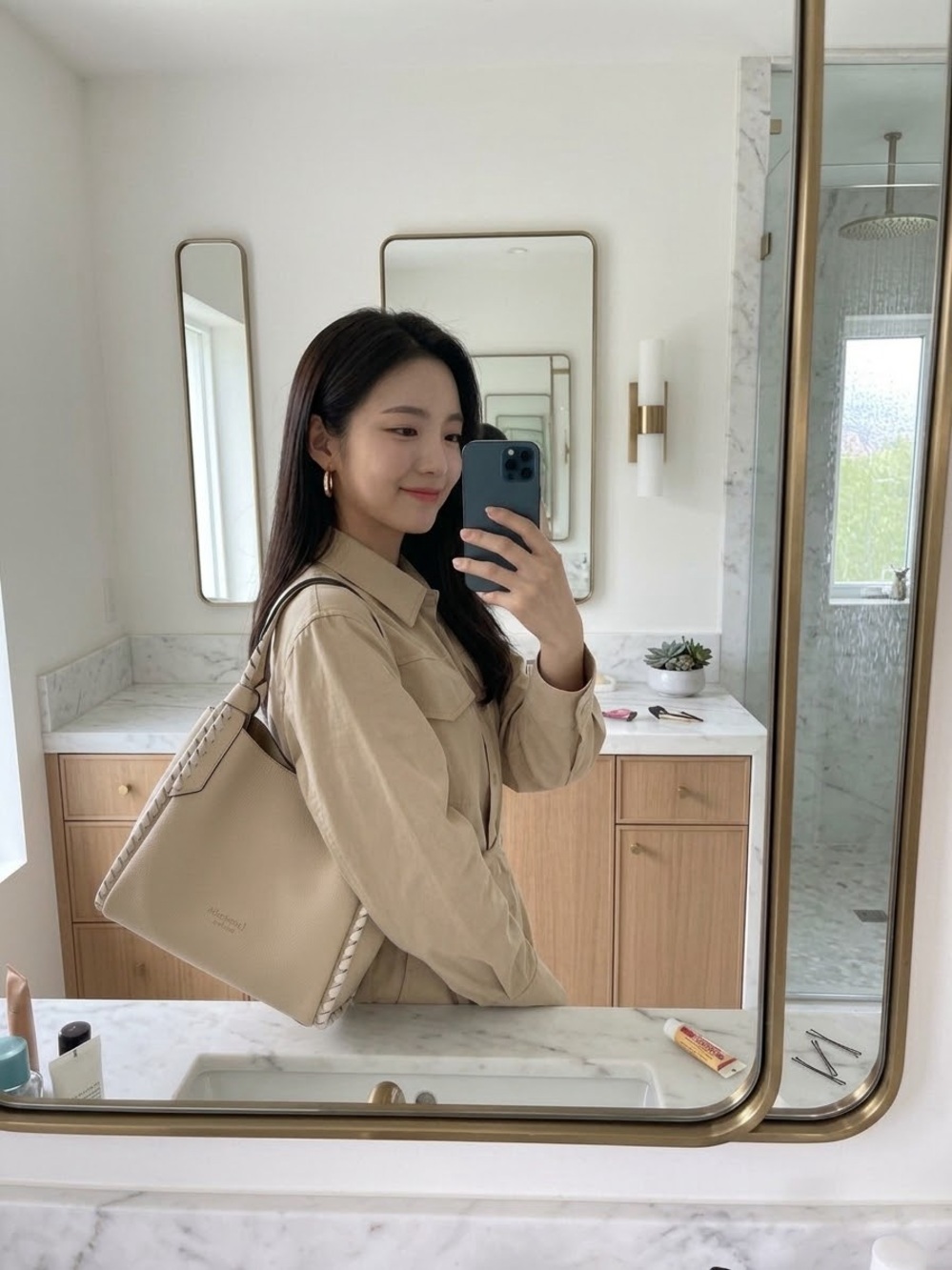 kate spade Beige Braided-Trim Tote Bag